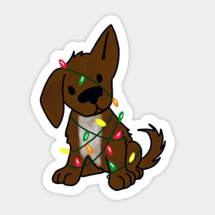 Curious Christmas Puppy Sticker